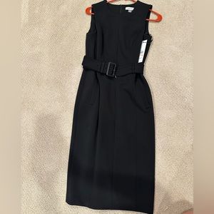 NWT Calvin Klein Sleeveless Sheath Black Dress w/belt